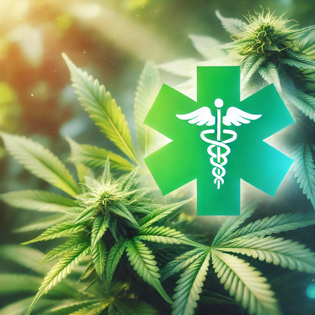 marijuana plant with medical symbol